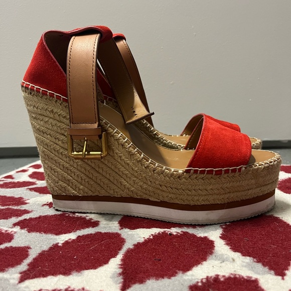 See by Chloe Red Glyn Leather Espadrille - Picture 3 of 7